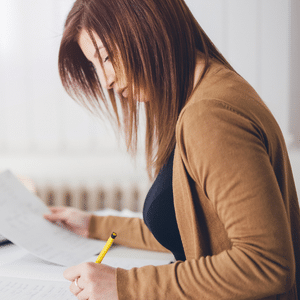 Business owner doing paperwork